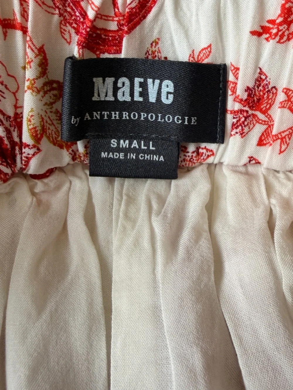 Maeve by Anthropologie Red and Rose Whimsical Print Midi Skirt Dipped Hem S - Picture 5 of 13